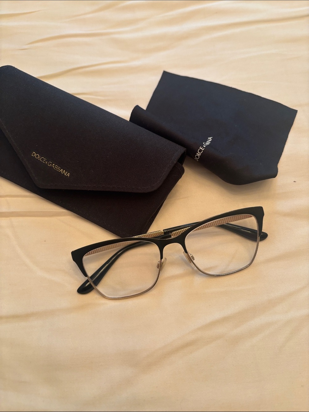 Dolce & Gabbana Black and Gold Women's Eyeglass Frames